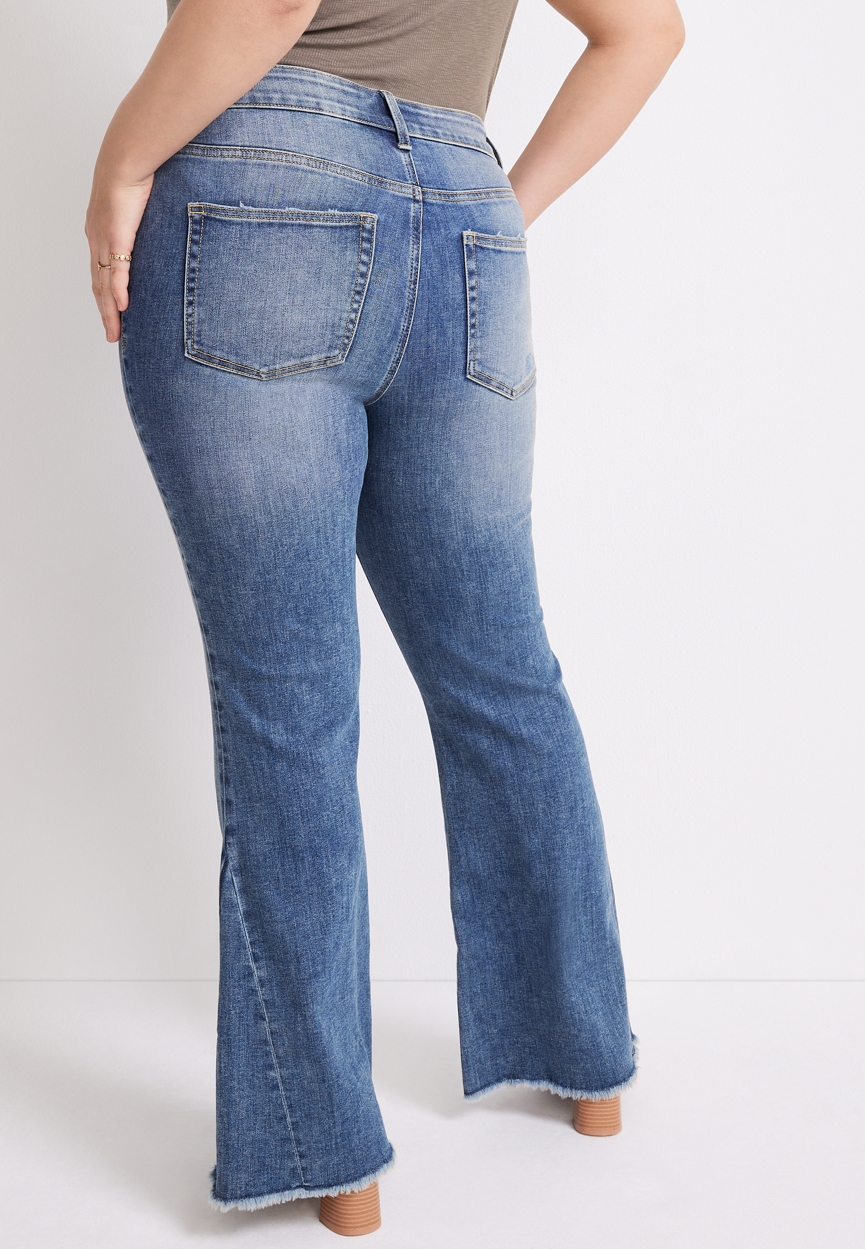 Plus Size edgely&trade; Flare Front Seam High Rise Jean, C3337, large