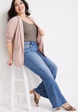 Plus Size edgely&trade; Flare Front Seam High Rise Jean, C3337, small
