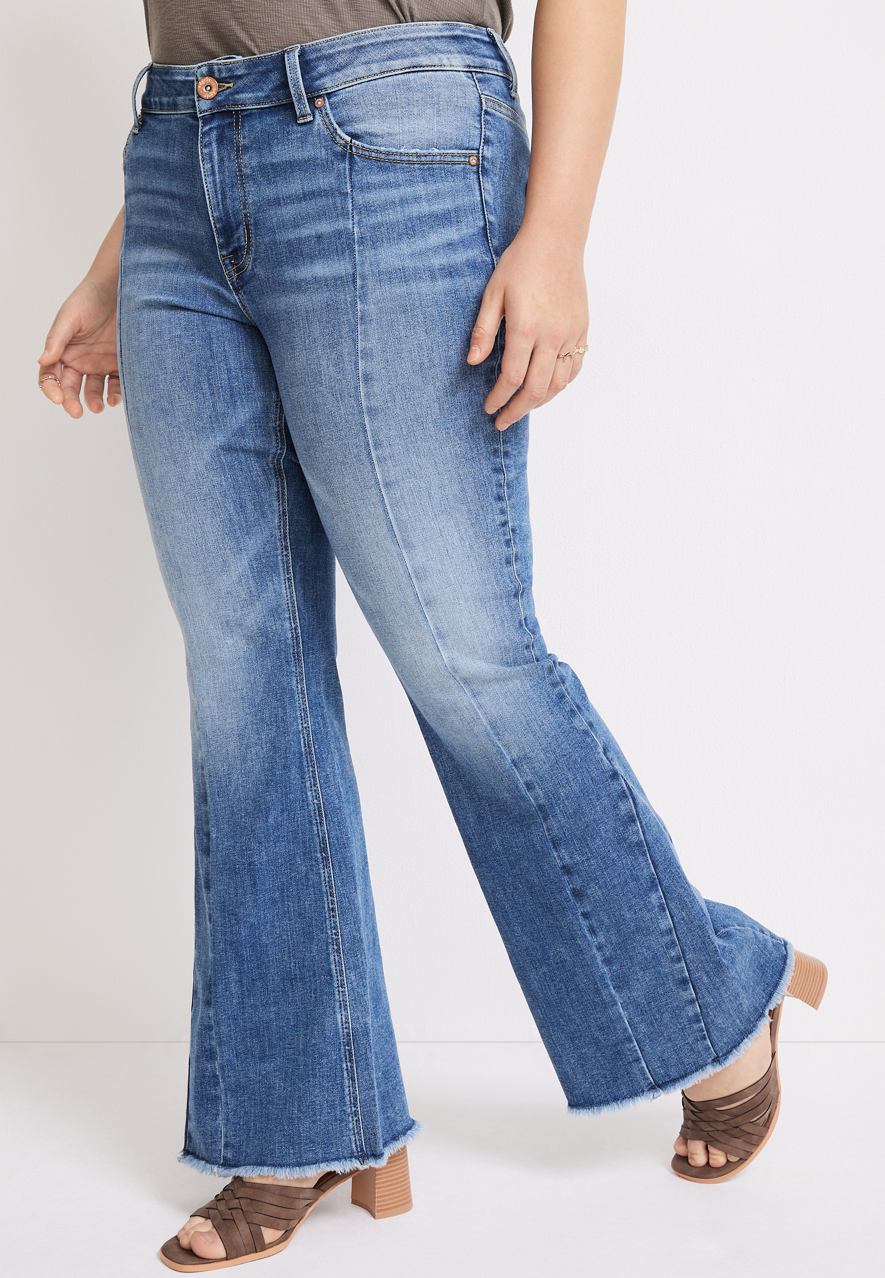Plus Size edgely&trade; Flare Front Seam High Rise Jean, C3337, large
