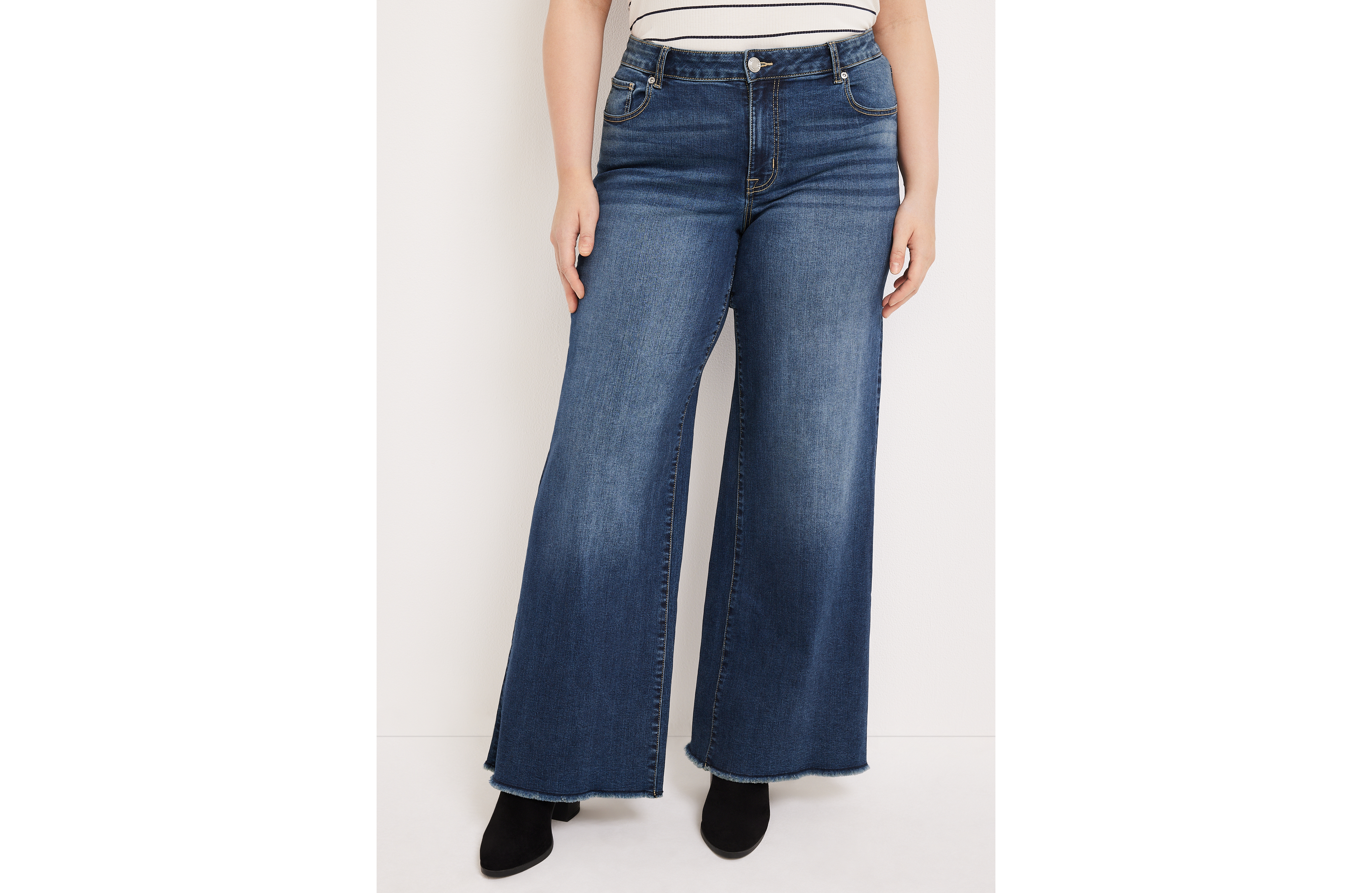 Plus m jeans by maurices™ Wide Leg High Rise Frayed Hem Jean