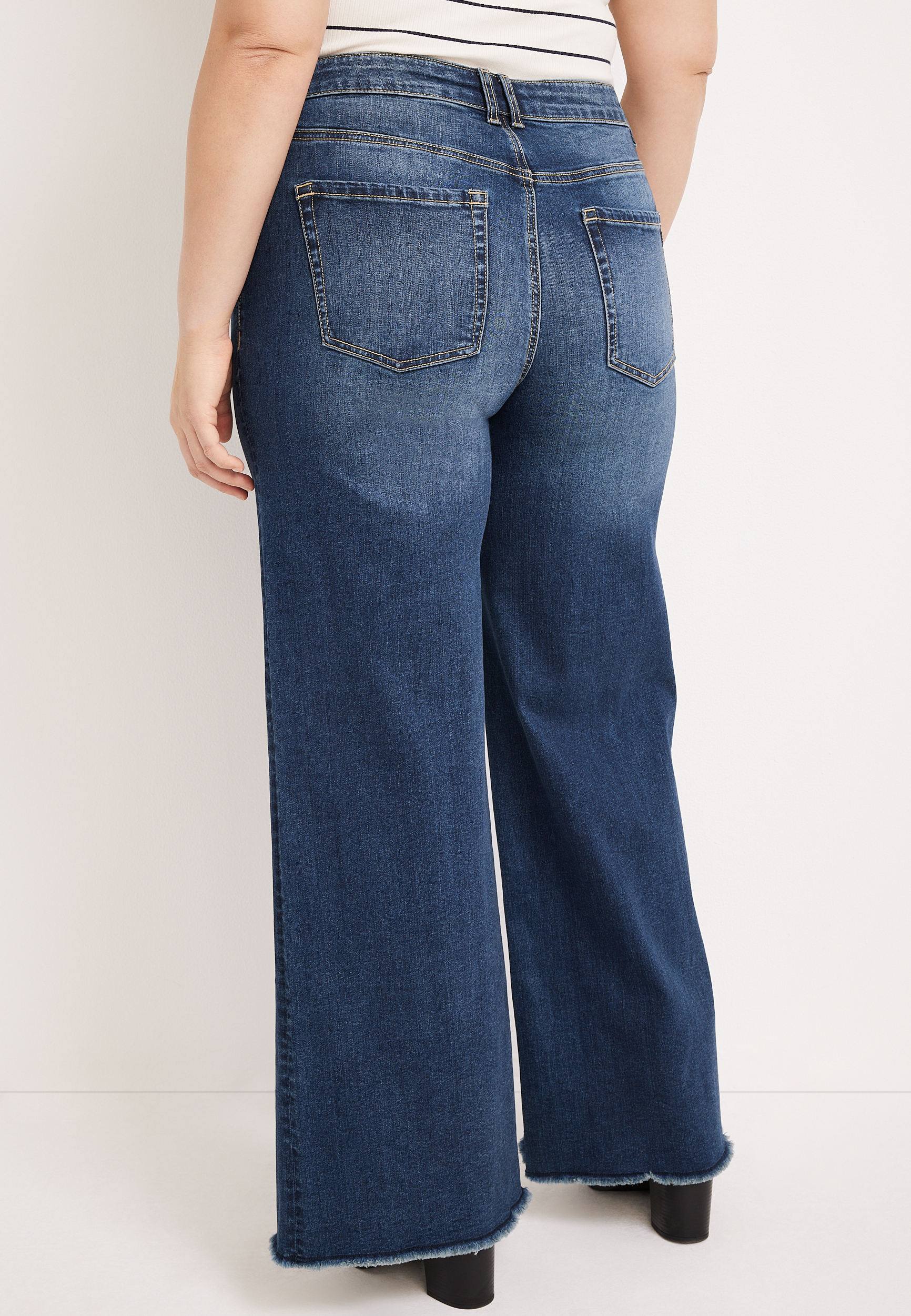 Plus Size m jeans by maurices&trade; Wide Leg High Rise Frayed Hem Jean, C258, large