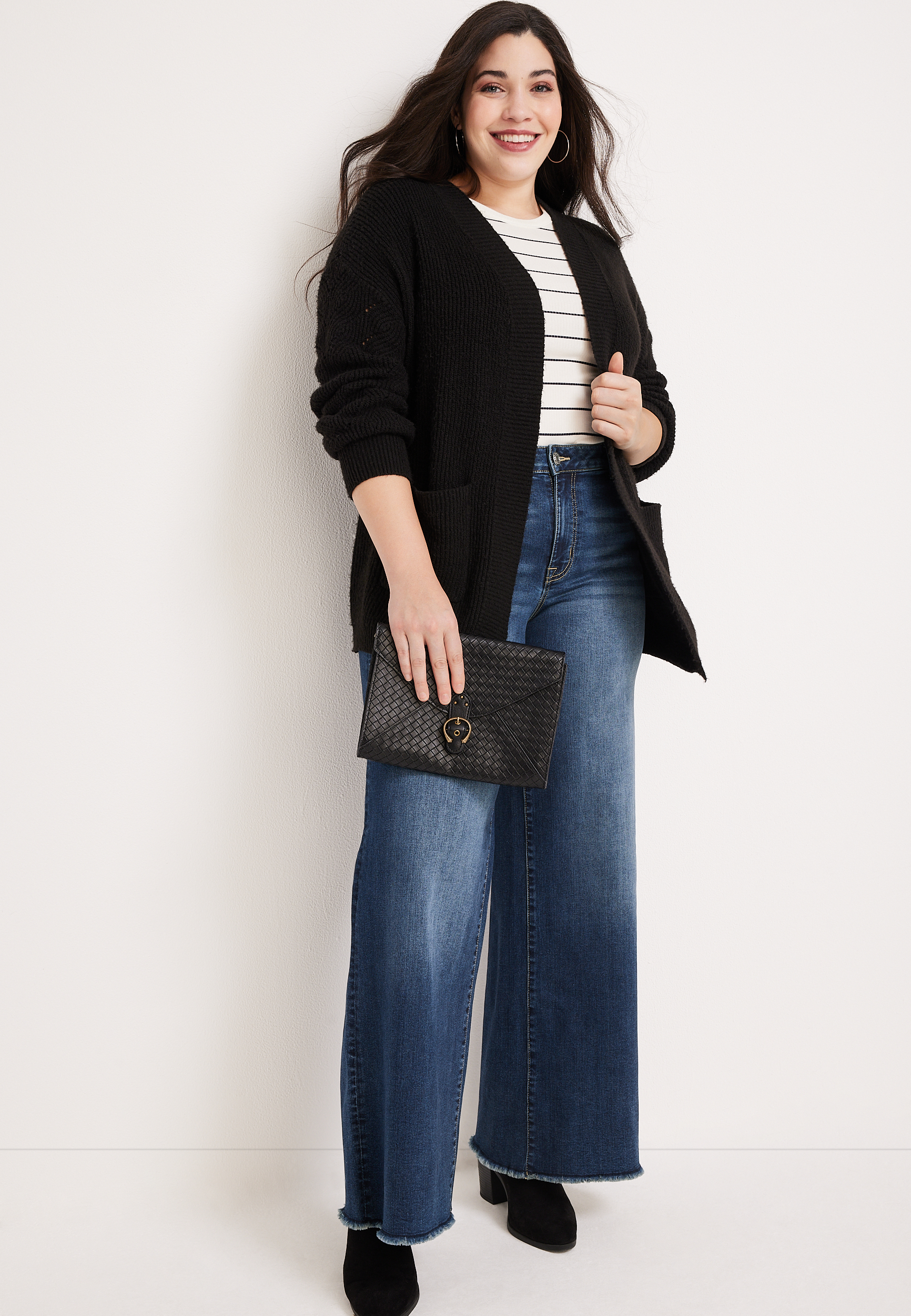 Plus Size m jeans by maurices&trade; Wide Leg High Rise Frayed Hem Jean, C258, large