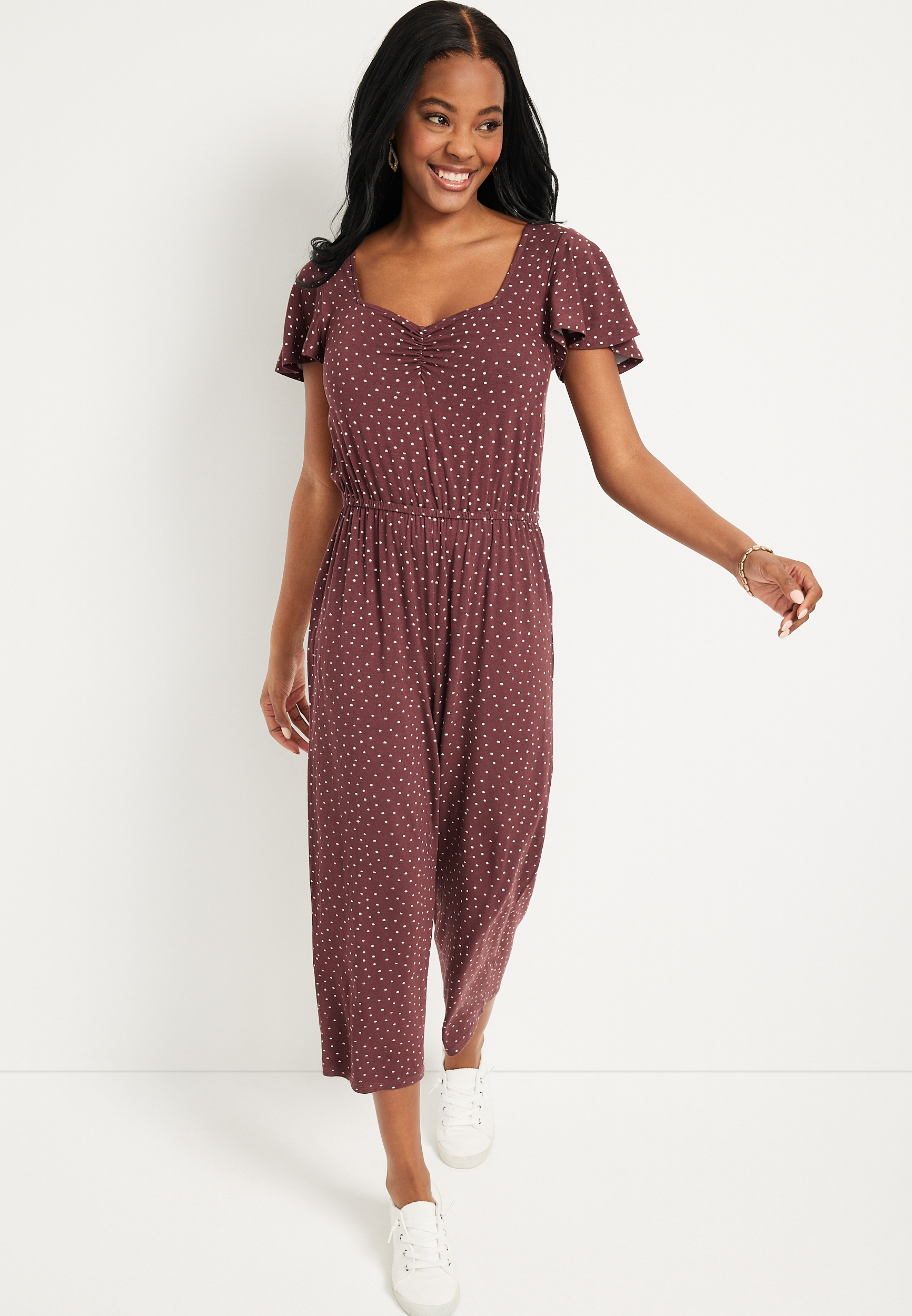 24/7 Polka Dot Cropped Jumpsuit maurices