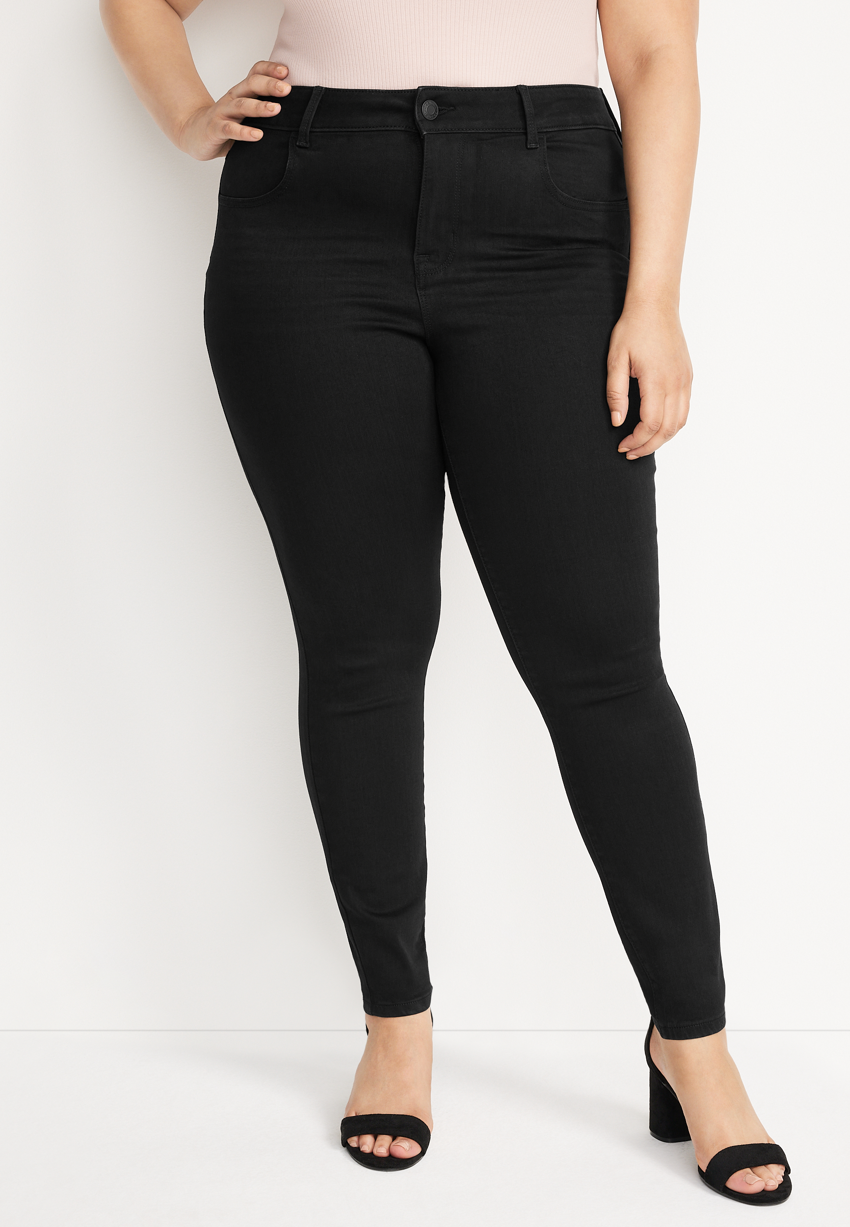 Plus Size Black Jeggings With Pockets