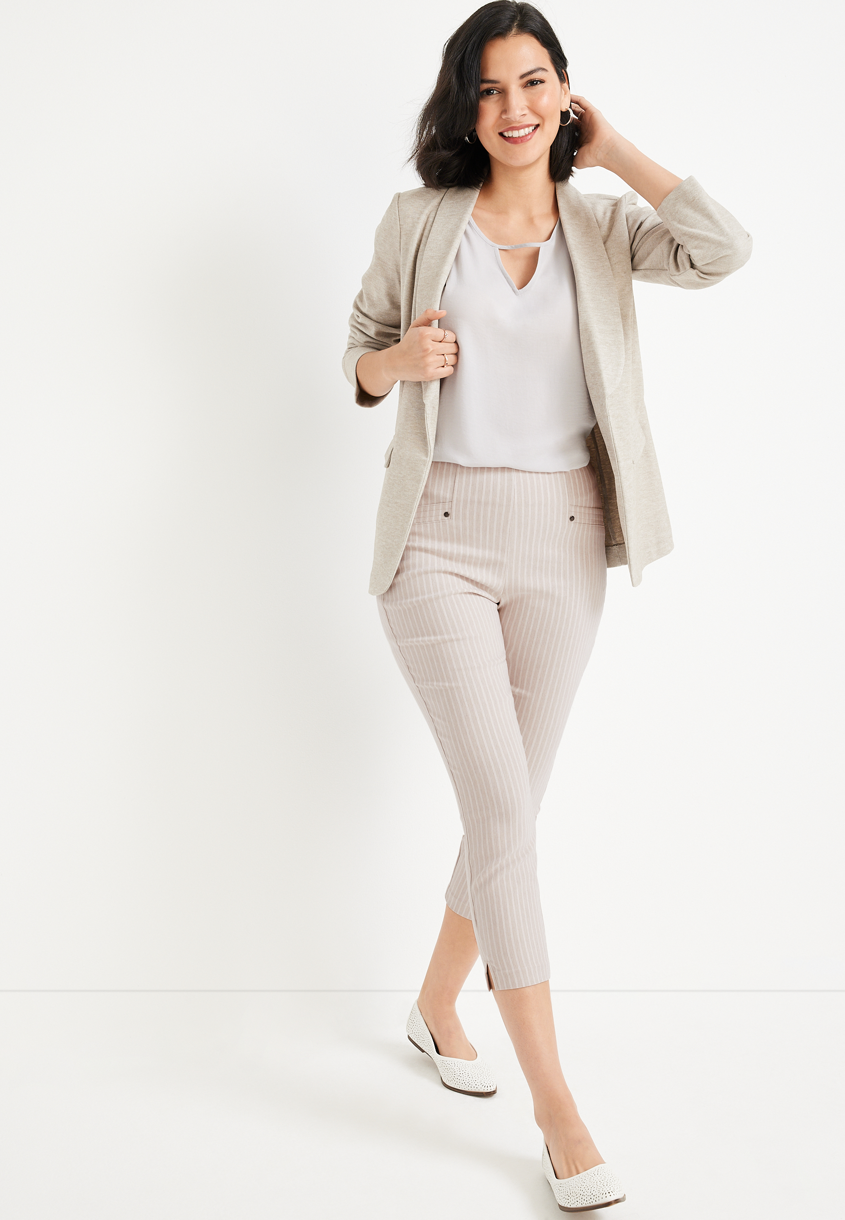 Bengaline Striped Cropped Dress Pant, C4813, large