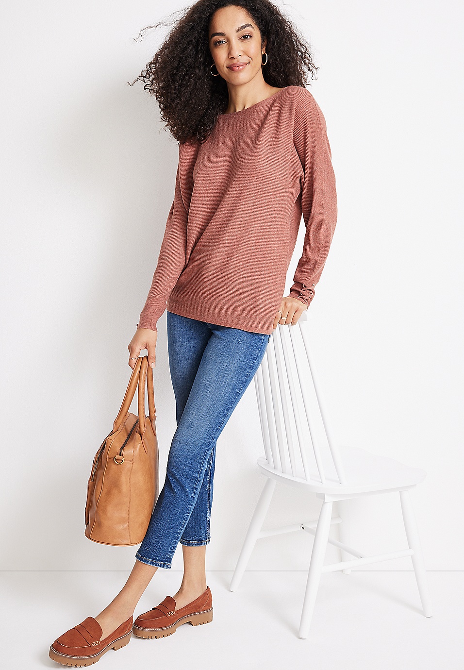 Ribbed Knit Boat Neck Sweater | maurices