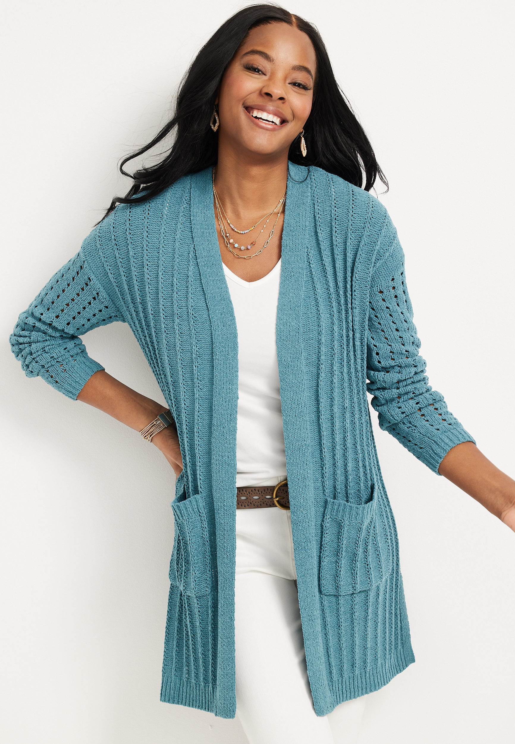 トップス 96AW STONE  CHENILLE KNIT CARDIGAN Classic Cardigan ~ Stone Domino – 3sixteen