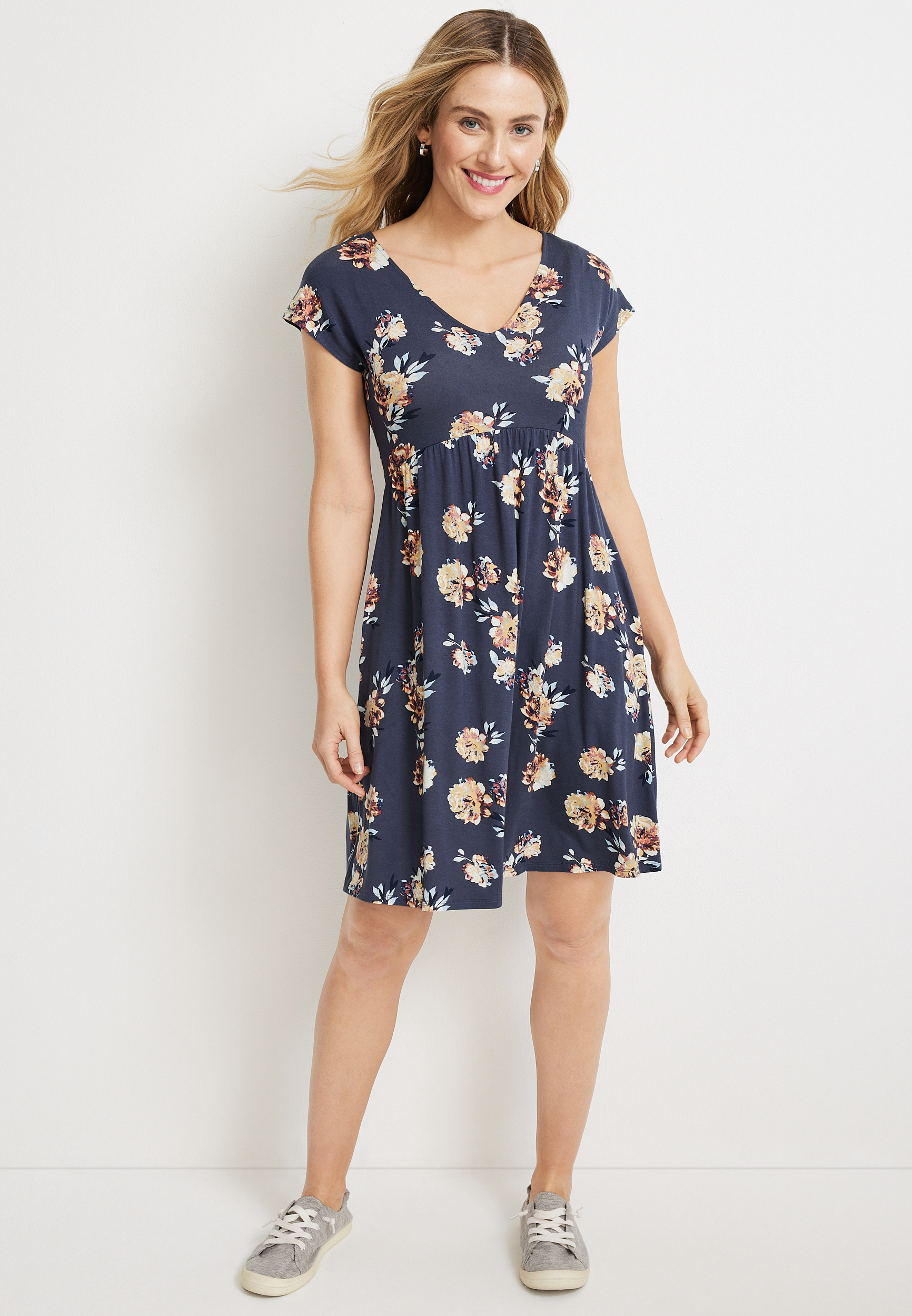 24/7 Floral Skater Mini Dress | maurices