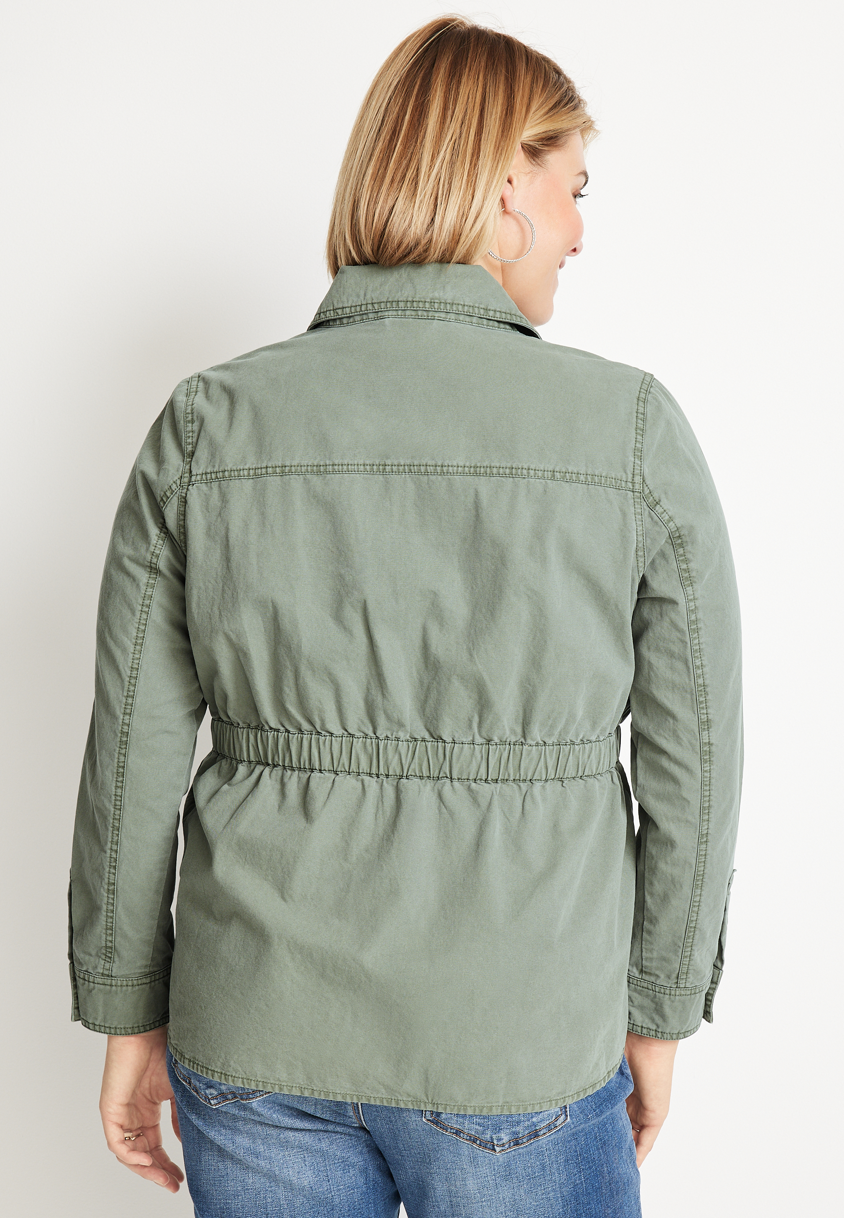 Plus Size Twill Utility Jacket, C2977, large