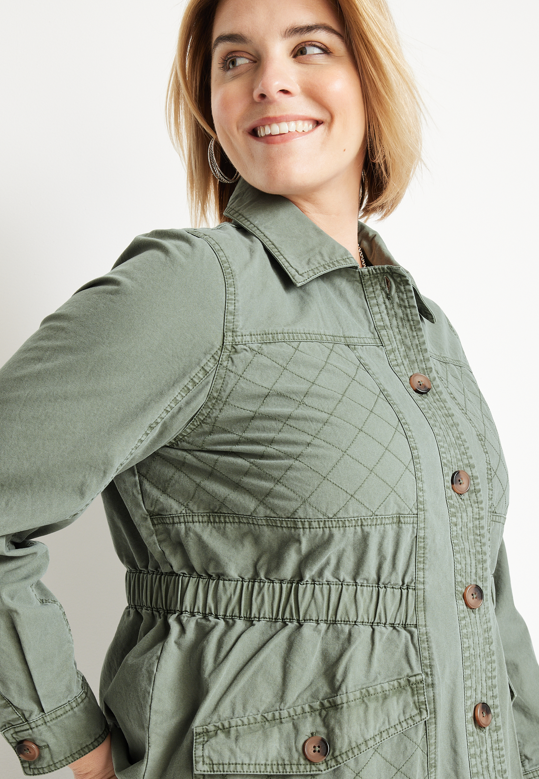 Plus Size Twill Utility Jacket, C2977, large