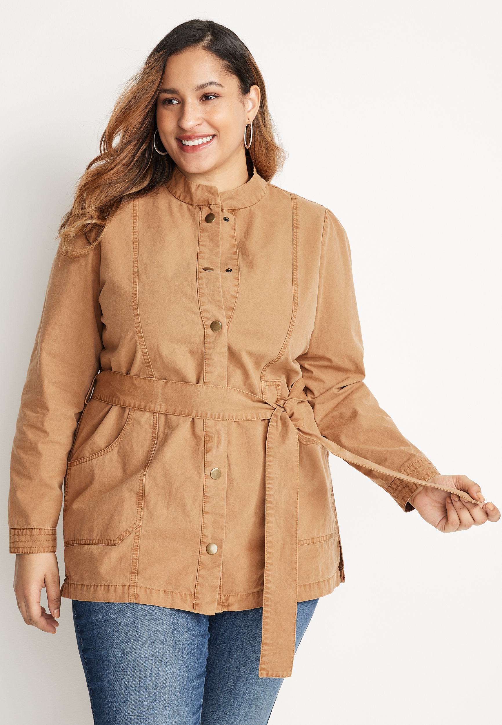 Plus Size Belted Twill Jacket maurices