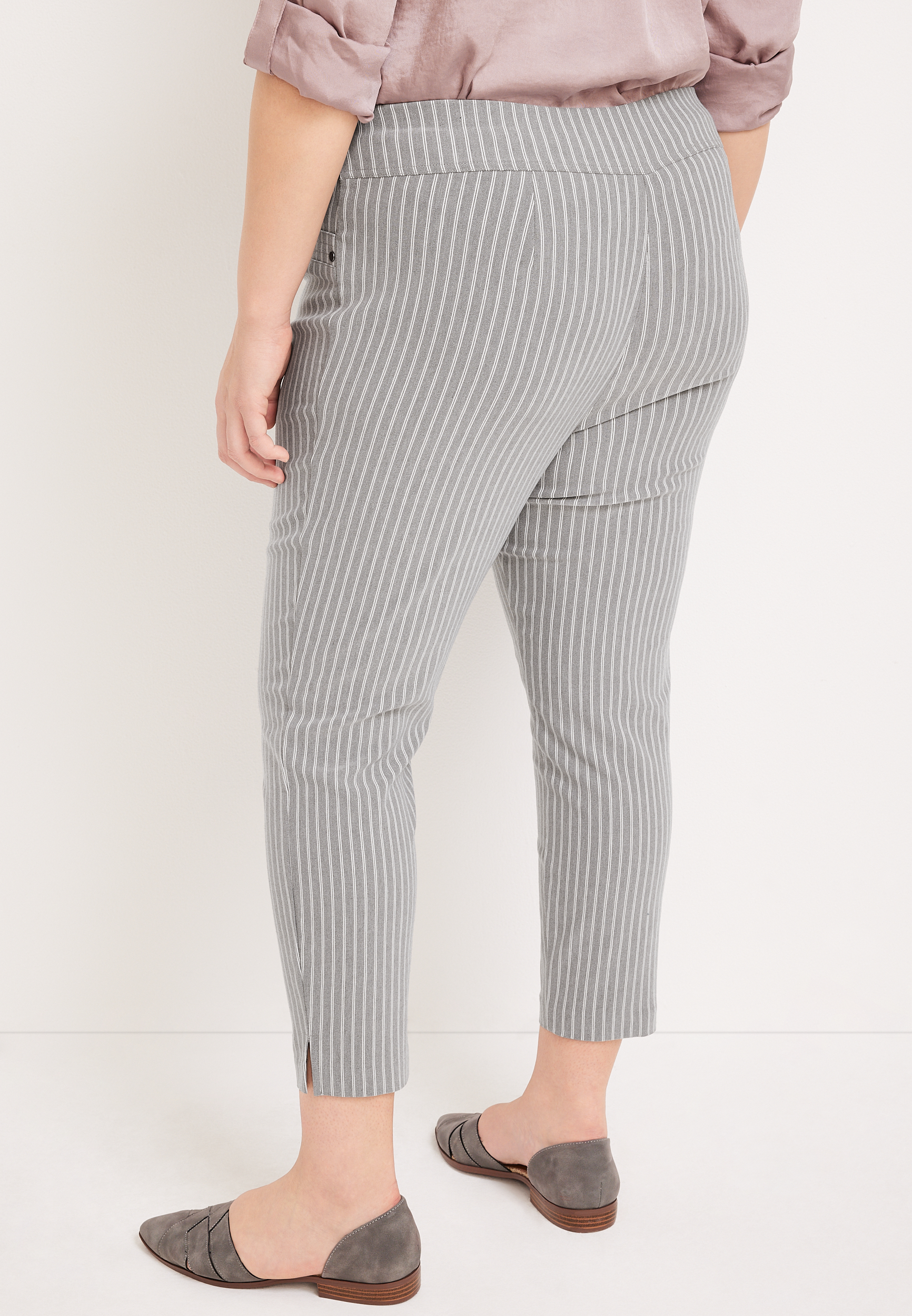 Plus Size Bengaline Striped Cropped Dress Pant, C1755, large