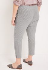 Plus Size Bengaline Striped Cropped Dress Pant, C1755, small