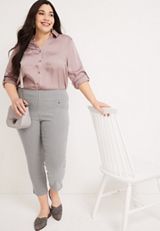 Plus Size Bengaline Striped Cropped Dress Pant, C1755, small