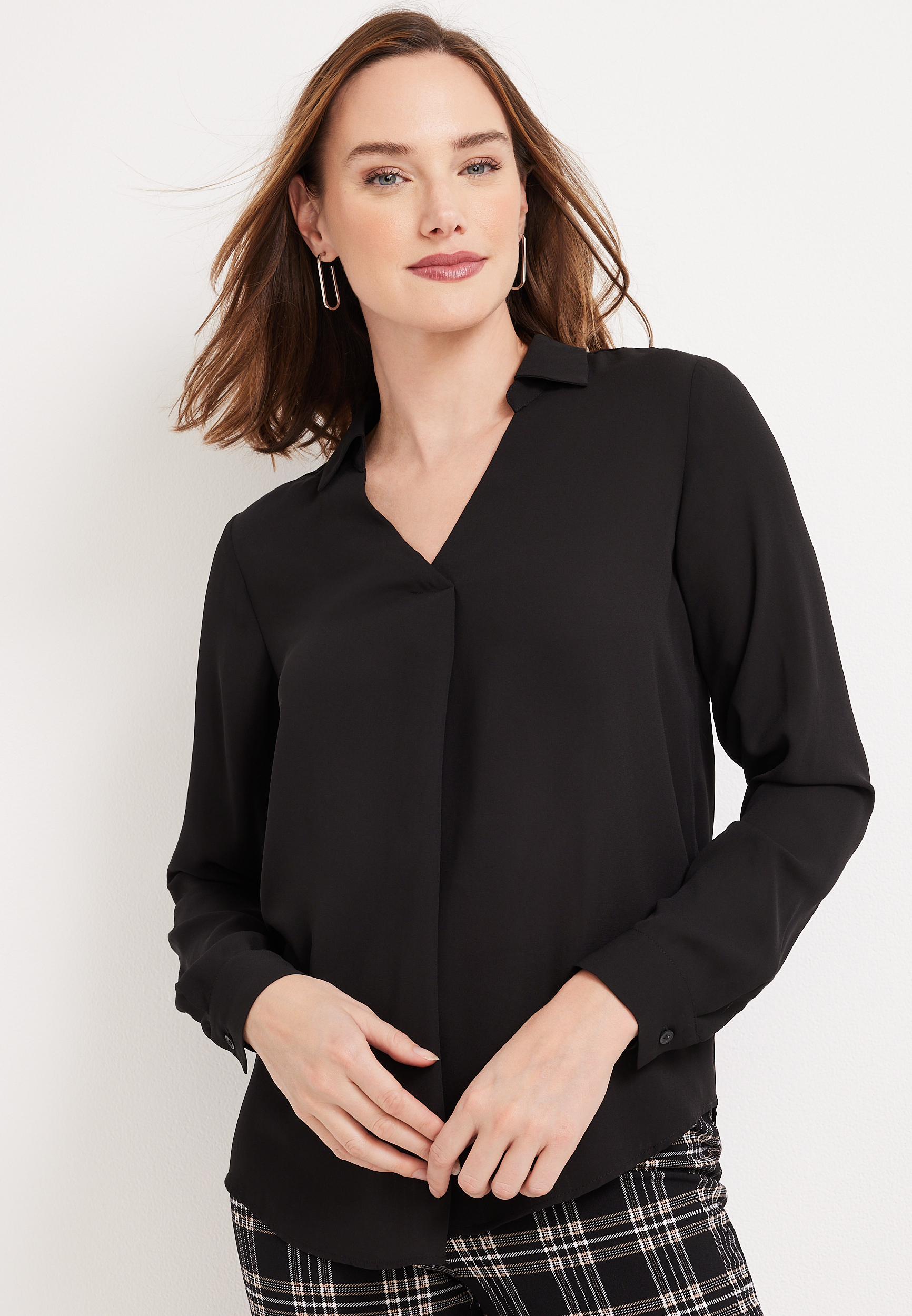 Solid Pintuck Blouse | maurices