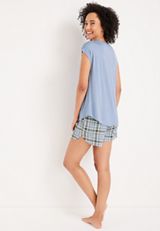 Graphic Tee And Shorts Pajama Set, C6398, small