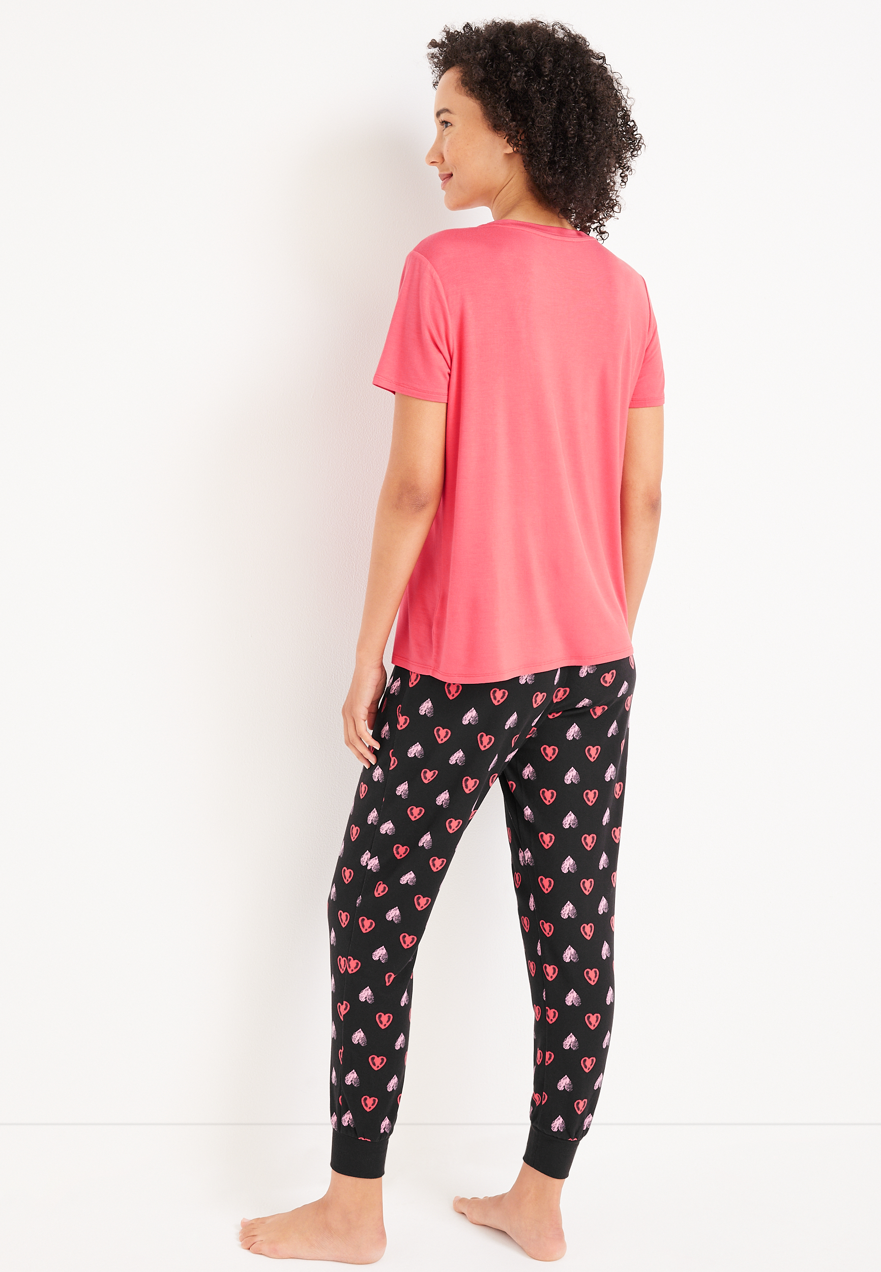 Love Graphic Tee And Jogger Pajama Set, , large