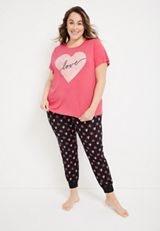 Love Graphic Tee And Jogger Pajama Set, , small