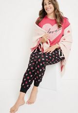 Love Graphic Tee And Jogger Pajama Set, , small