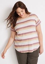 Plus Size 24/7 Dawson Striped Drop Shoulder Tee, C1524, small