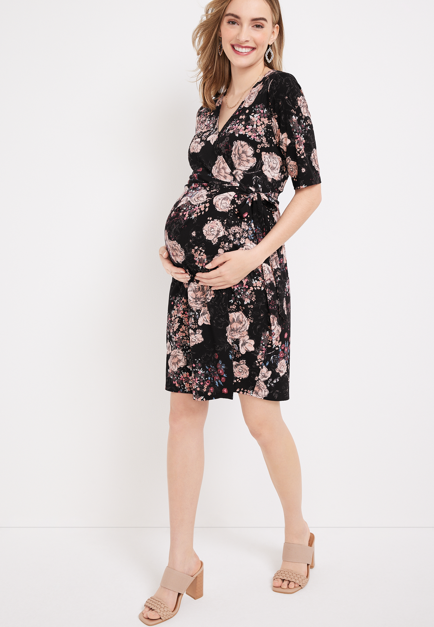 Floral Wrap Babydoll Maternity Dress | maurices