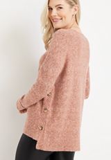 V Neck Side Button Sweater, , small