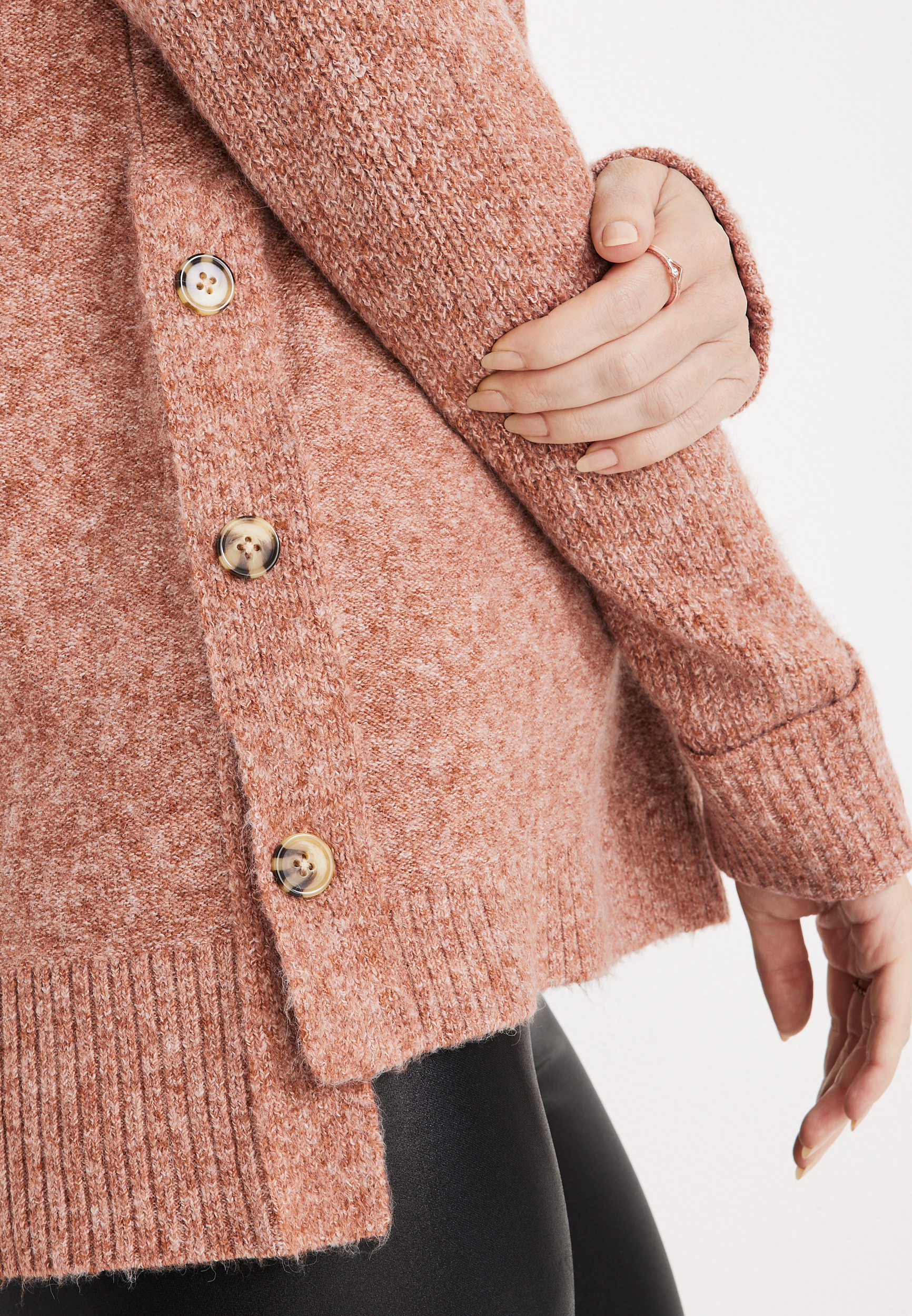 V Neck Side Button Sweater, , large