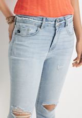 KanCan&trade; High Rise Ripped Capri, LIGHT SANDBLAST, small
