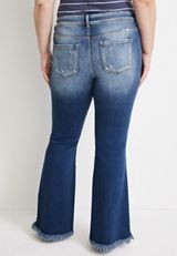 Plus Size KanCan&trade; Flare High Rise Slit Frayed Hem Jean, MEDIUM SANDBLAST, small