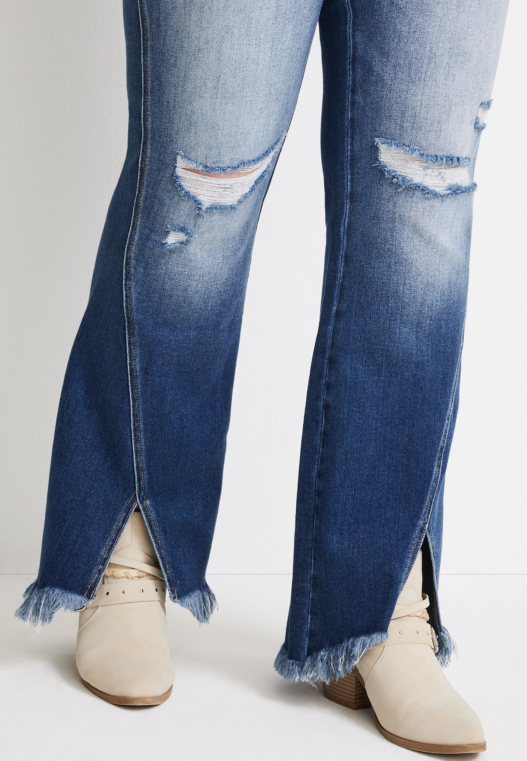 Plus Size KanCan&trade; Flare High Rise Slit Frayed Hem Jean, MEDIUM SANDBLAST, large