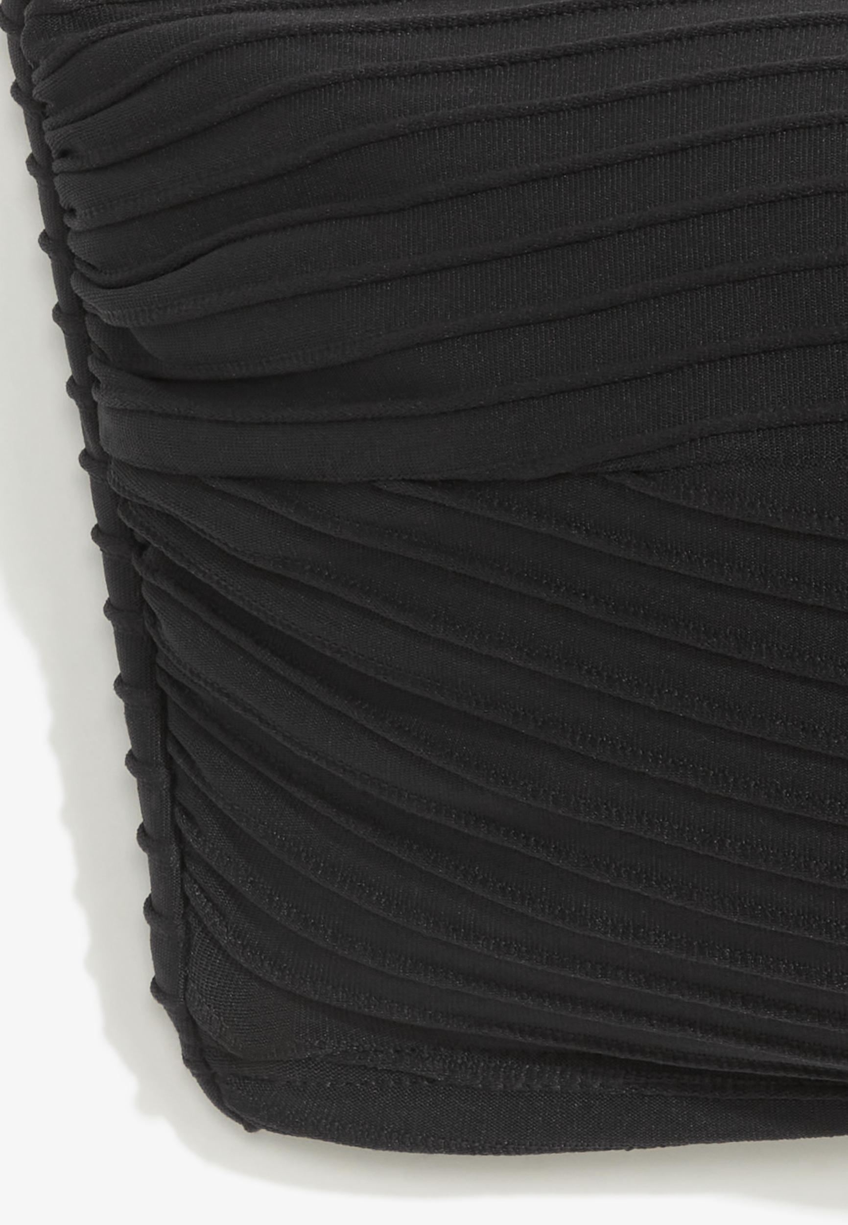 Twist Ribbed Bandeau Bikini Swim Top, BLACK, large