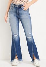 KanCan&trade; Flare High Rise Slit Frayed Hem Jean, C3337, small