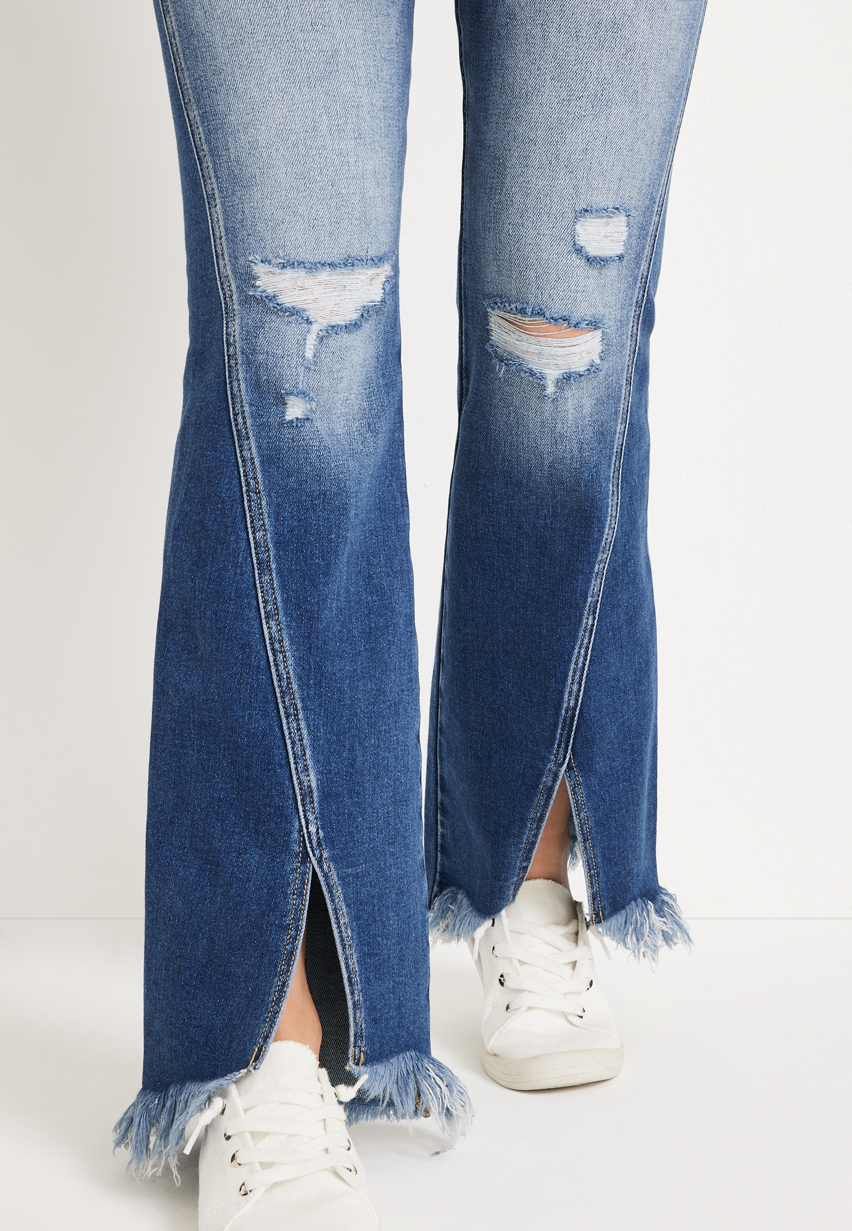 KanCan&trade; Flare High Rise Slit Frayed Hem Jean, C3337, large