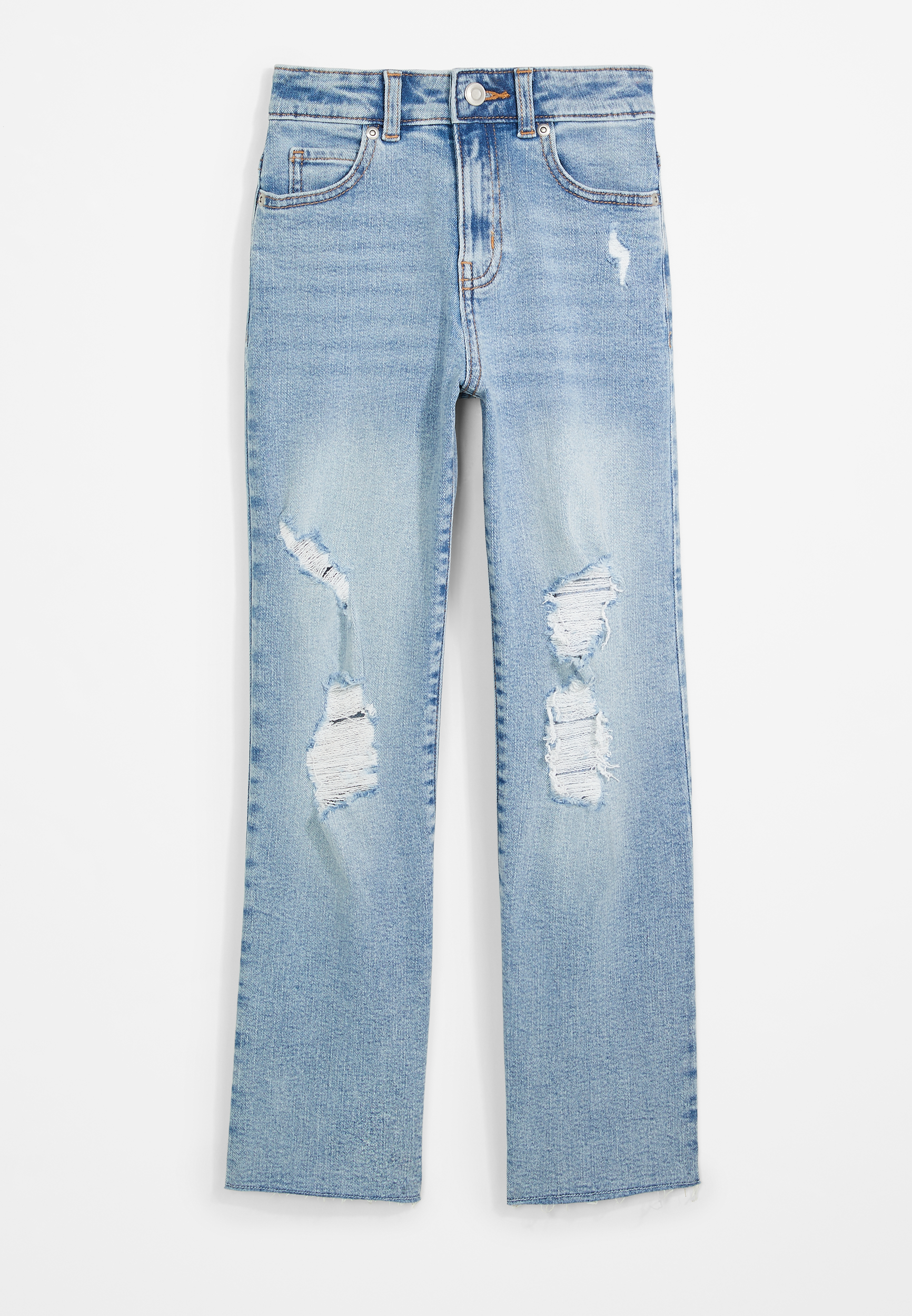 Girls Ripped High Rise Straight Jeans | maurices