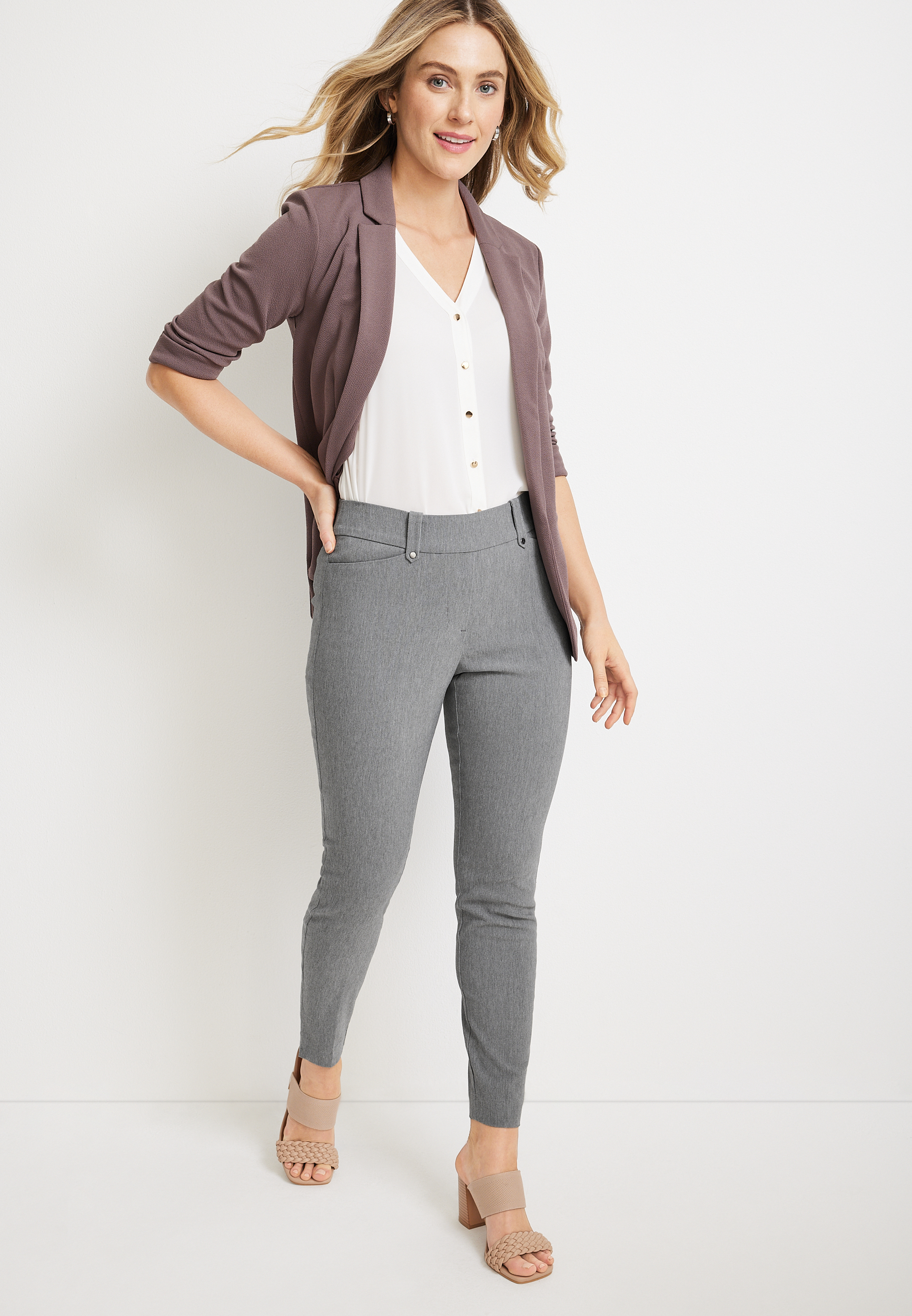 Bengaline Skinny Ankle Dress Pant, MEDIUM HEATHER GRAY, large