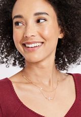 Gold Side Cross Layered Necklace, , small