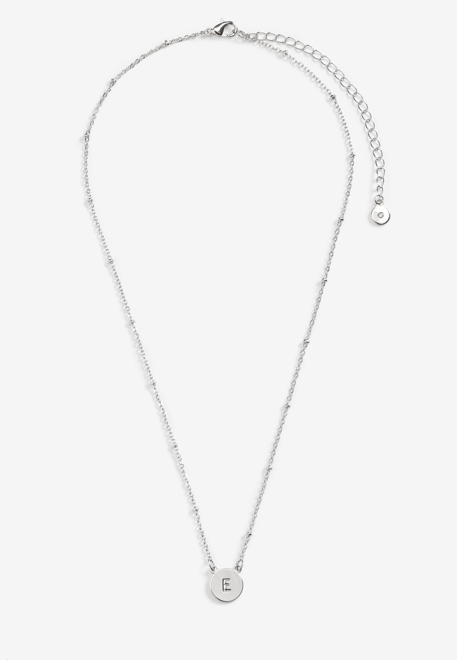 Silver Initial E Necklace, C431, large