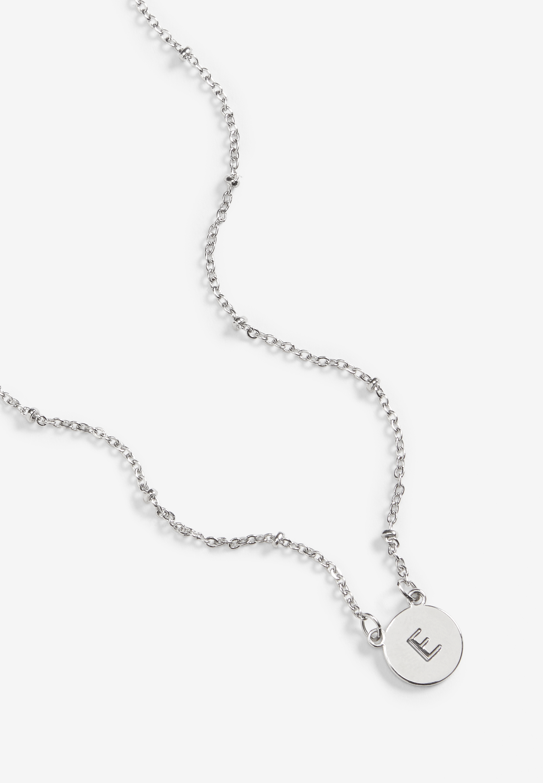 Silver Initial E Necklace, C431, large