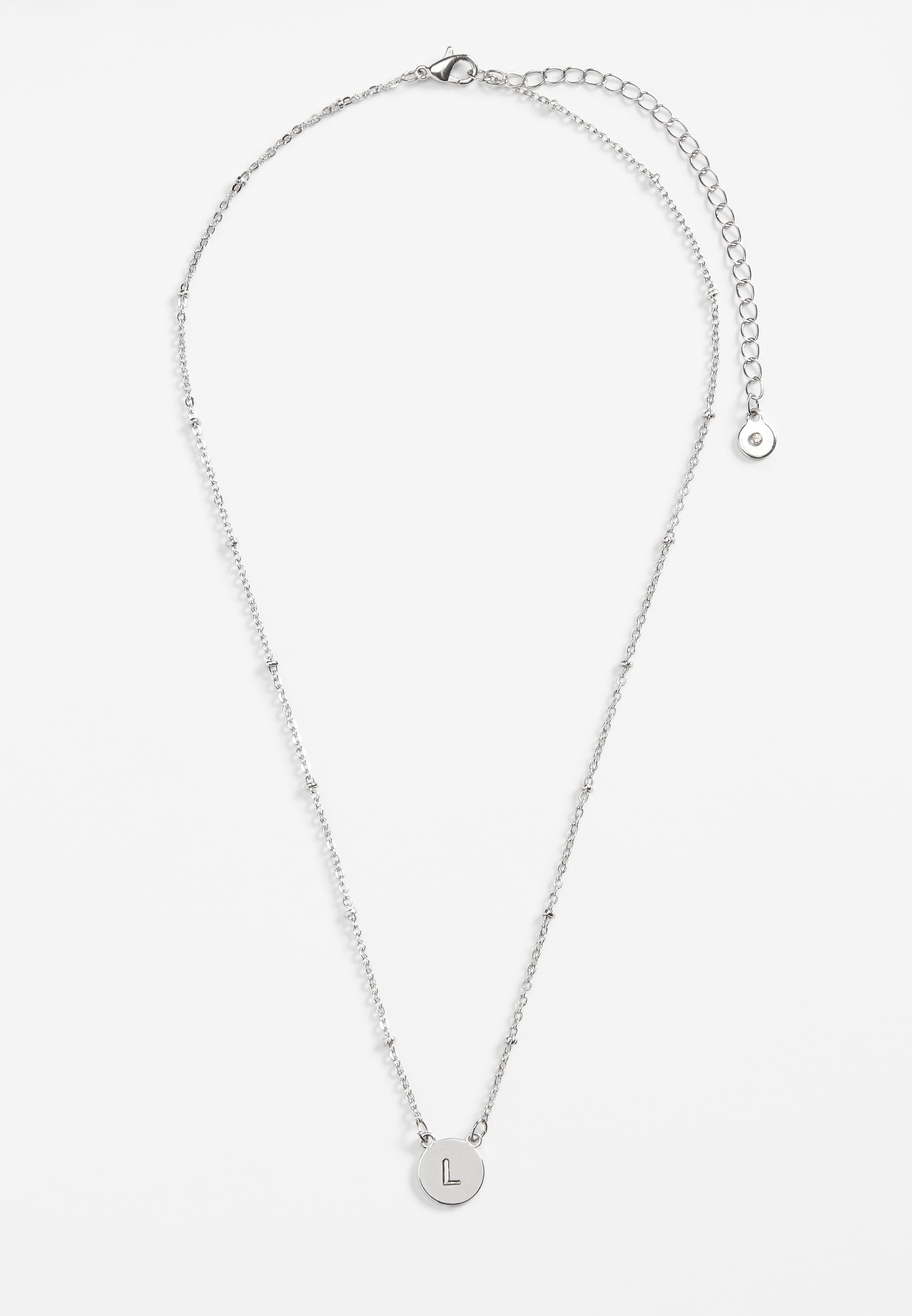 Silver Initial L Necklace, C431, large