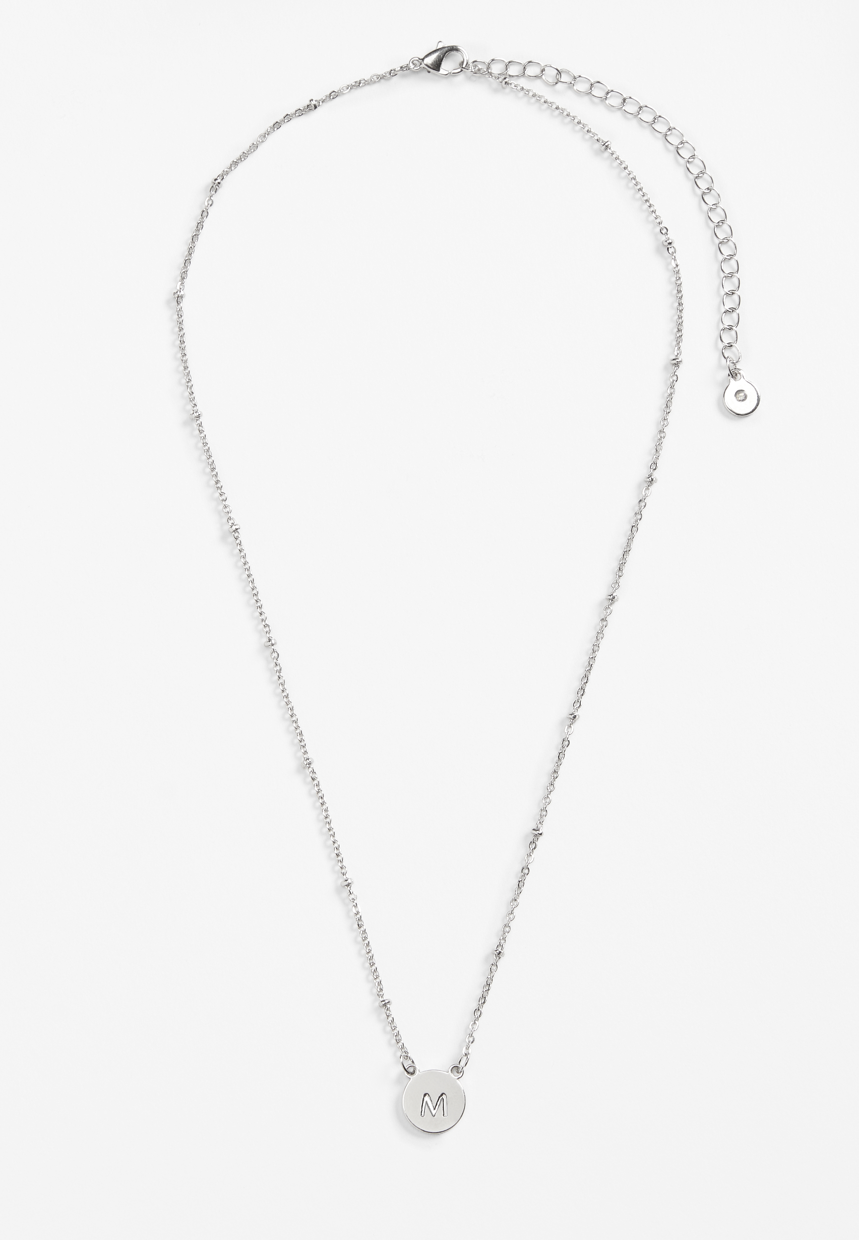 Silver Initial M Necklace, , large