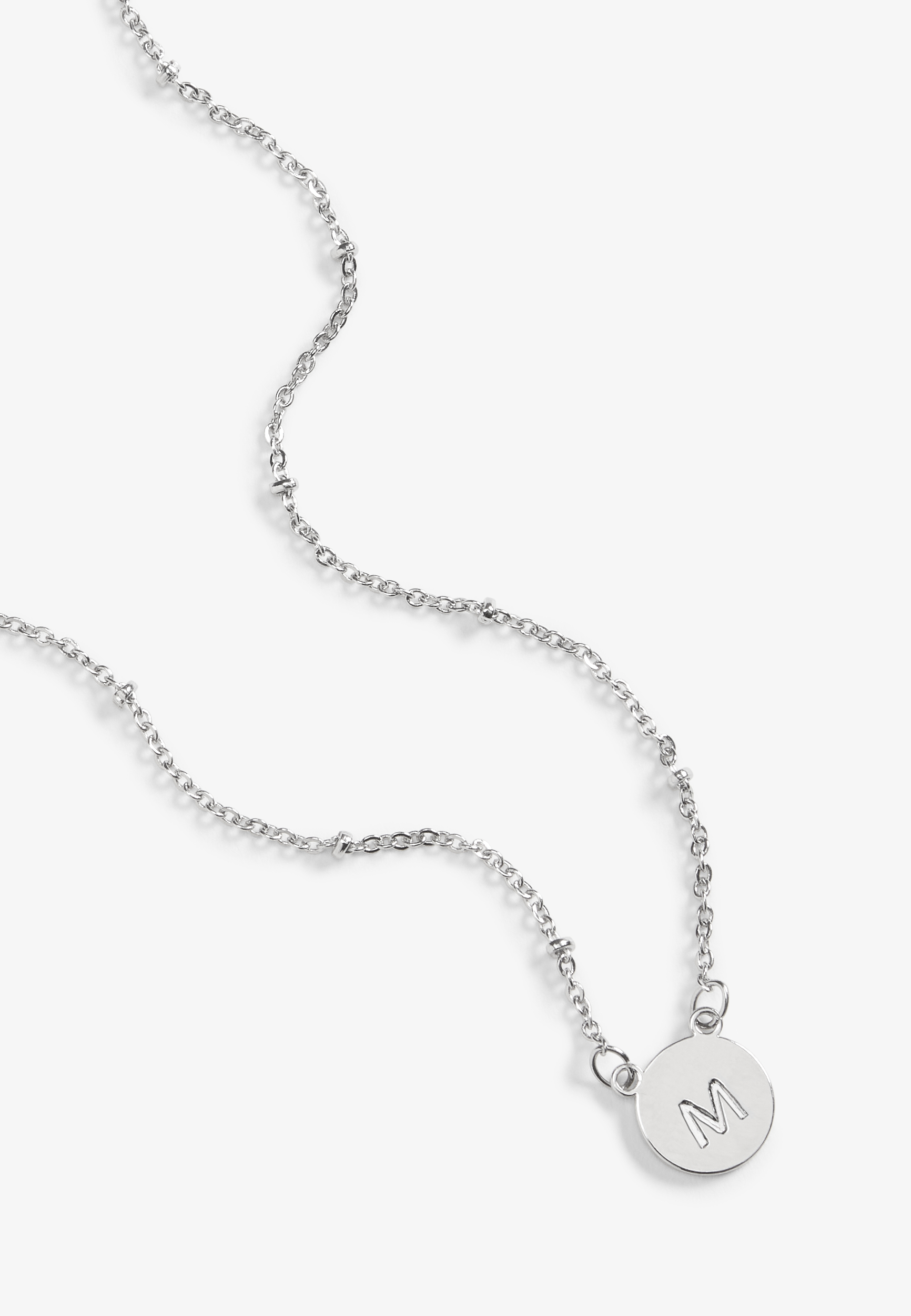 Silver Initial M Necklace, , large
