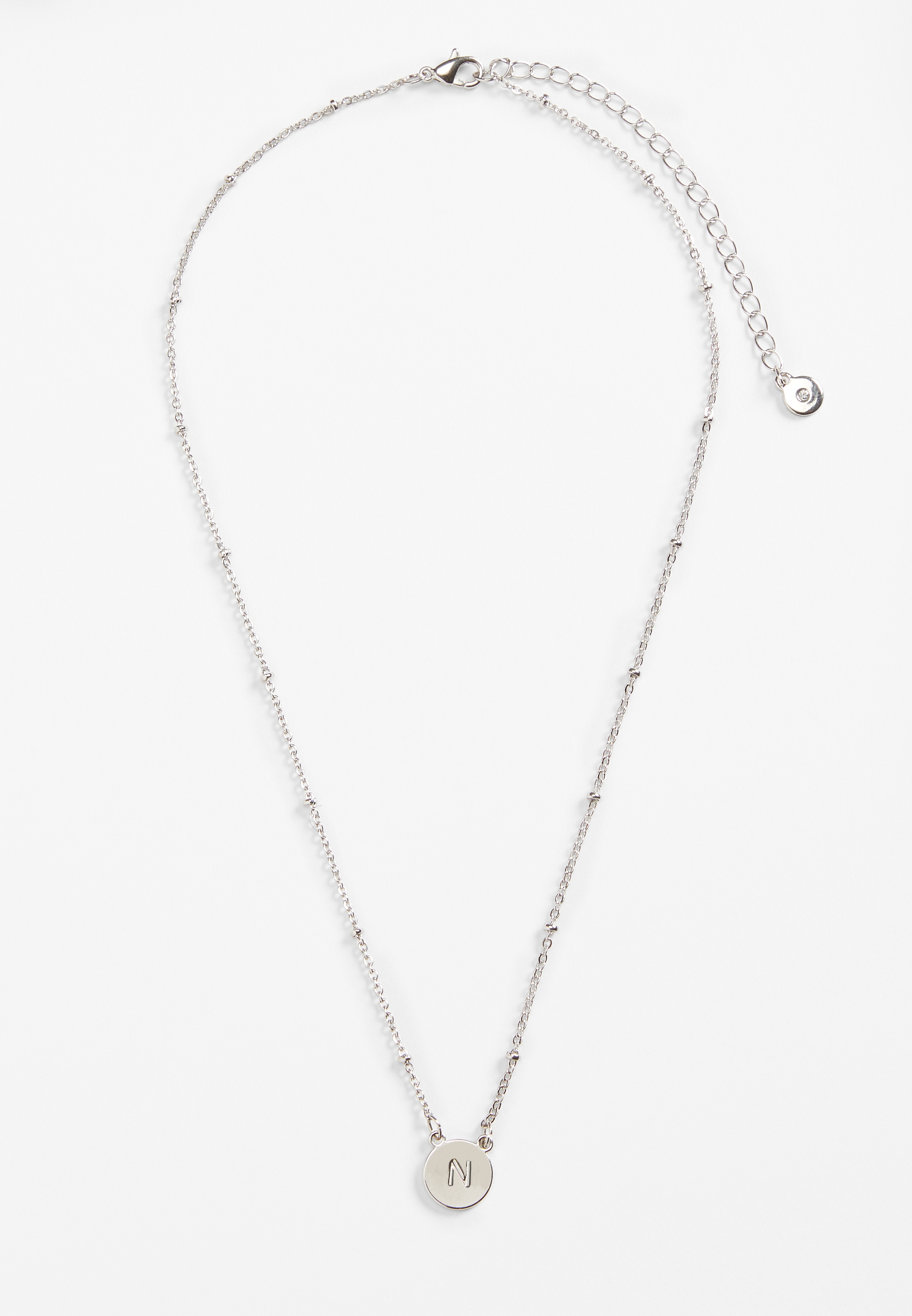 Silver Initial N Necklace, , large