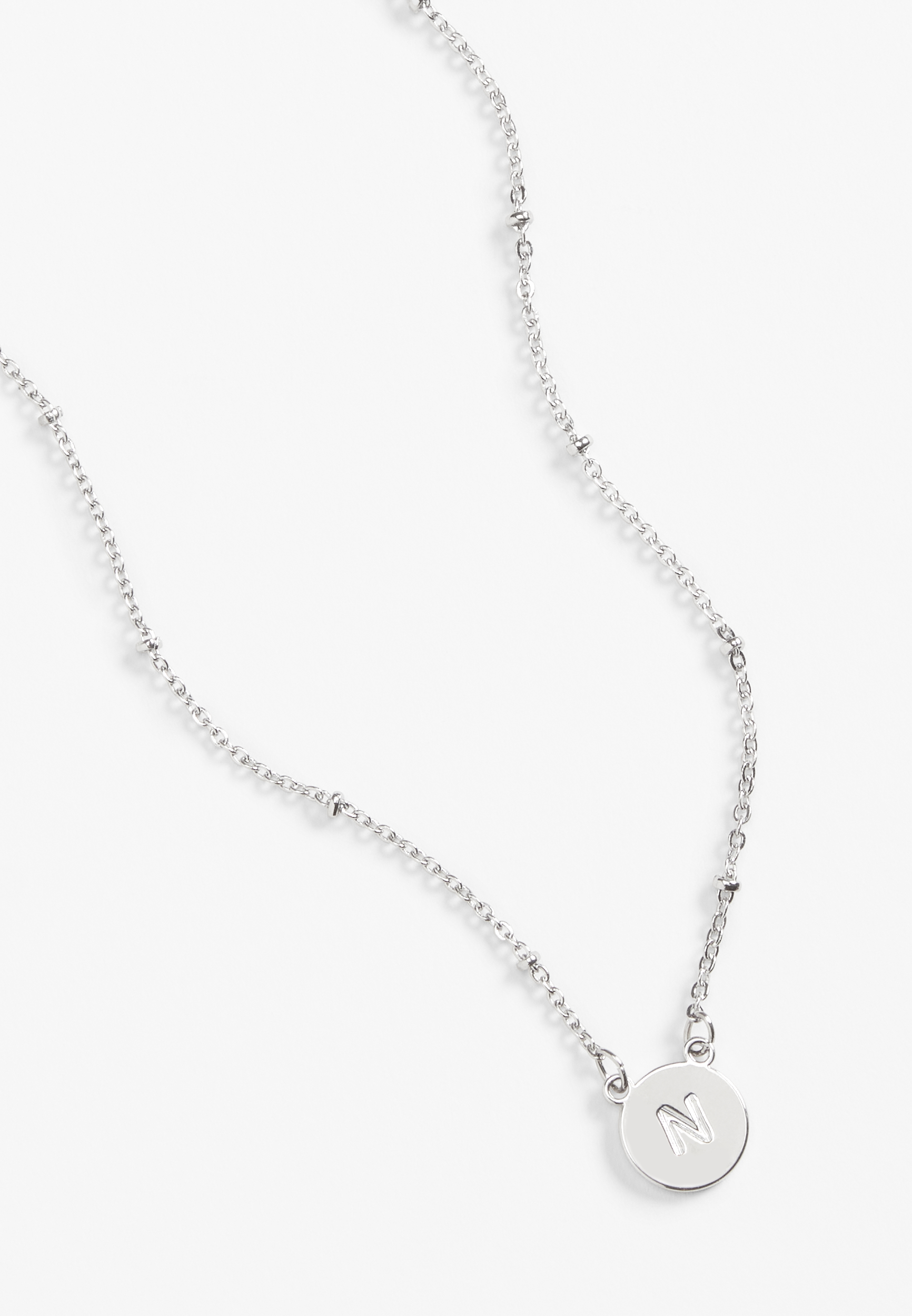 Silver Initial N Necklace, , large