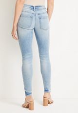 edgely&trade; Super Skinny Mid Rise Notched Waist Button Fly Jean, LIGHT SANDBLAST, small
