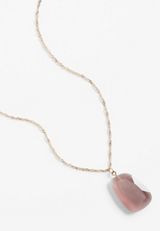Pink Stone Pendant Necklace, , small