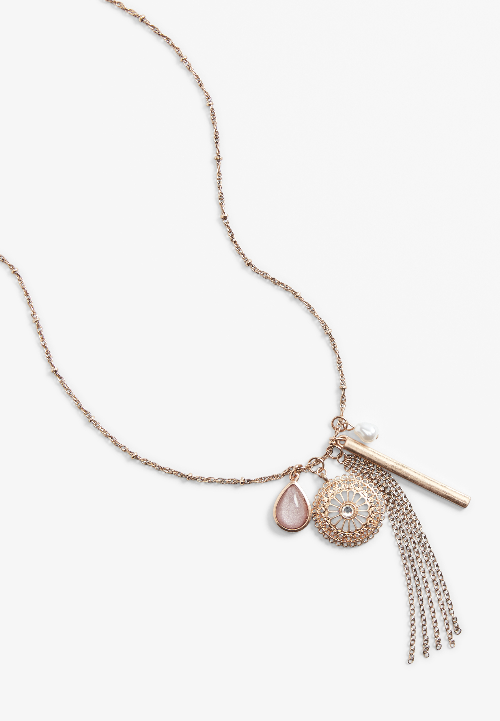 Gold Cluster Pendant Necklace, , large