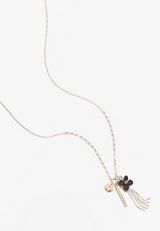 Black Floral Cluster Pendant Necklace, , small