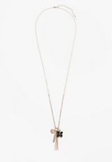 Black Floral Cluster Pendant Necklace, , small