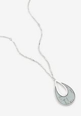 Silver Textured Tear Drop Pendant Necklace, MINT, small