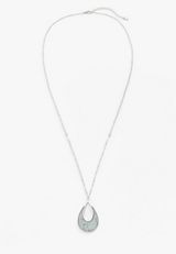 Silver Textured Tear Drop Pendant Necklace, MINT, small